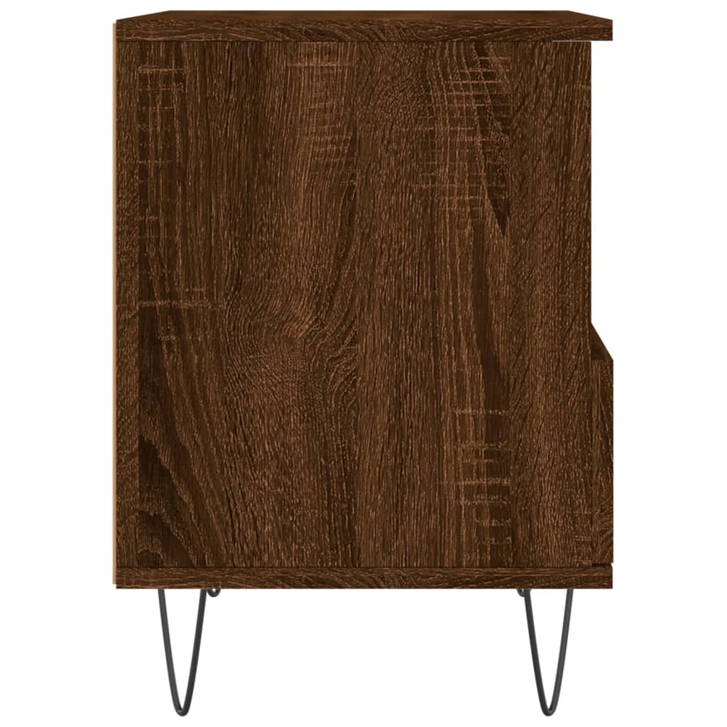 Brown Oak Bedside Cabinets - Set of 2, 40x35x50 cm, Engineered Wood
