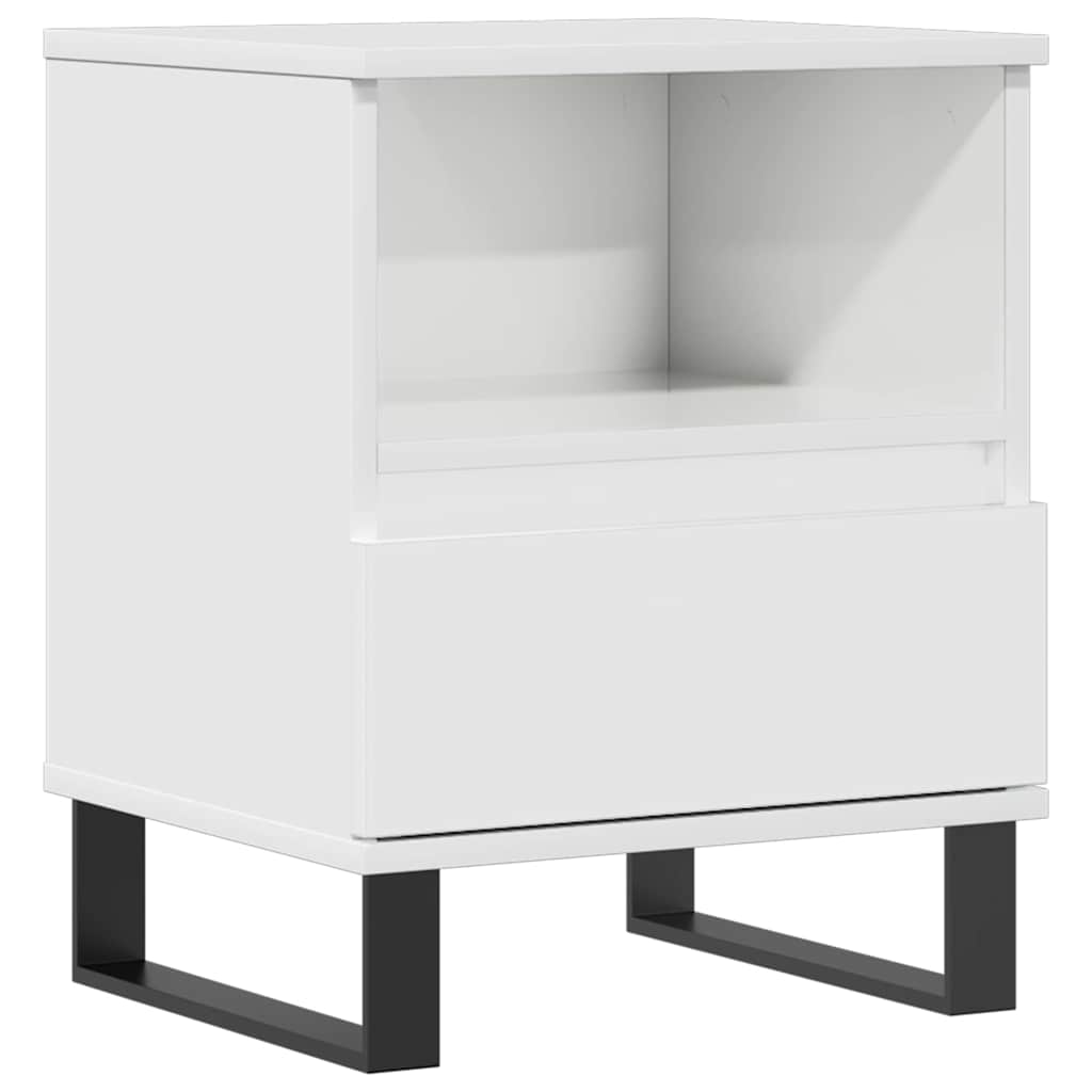 High Gloss White Bedside Cabinet 40x35x50 cm - Engineered Wood