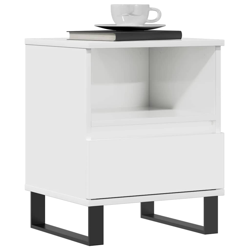 High Gloss White Bedside Cabinet 40x35x50 cm - Engineered Wood