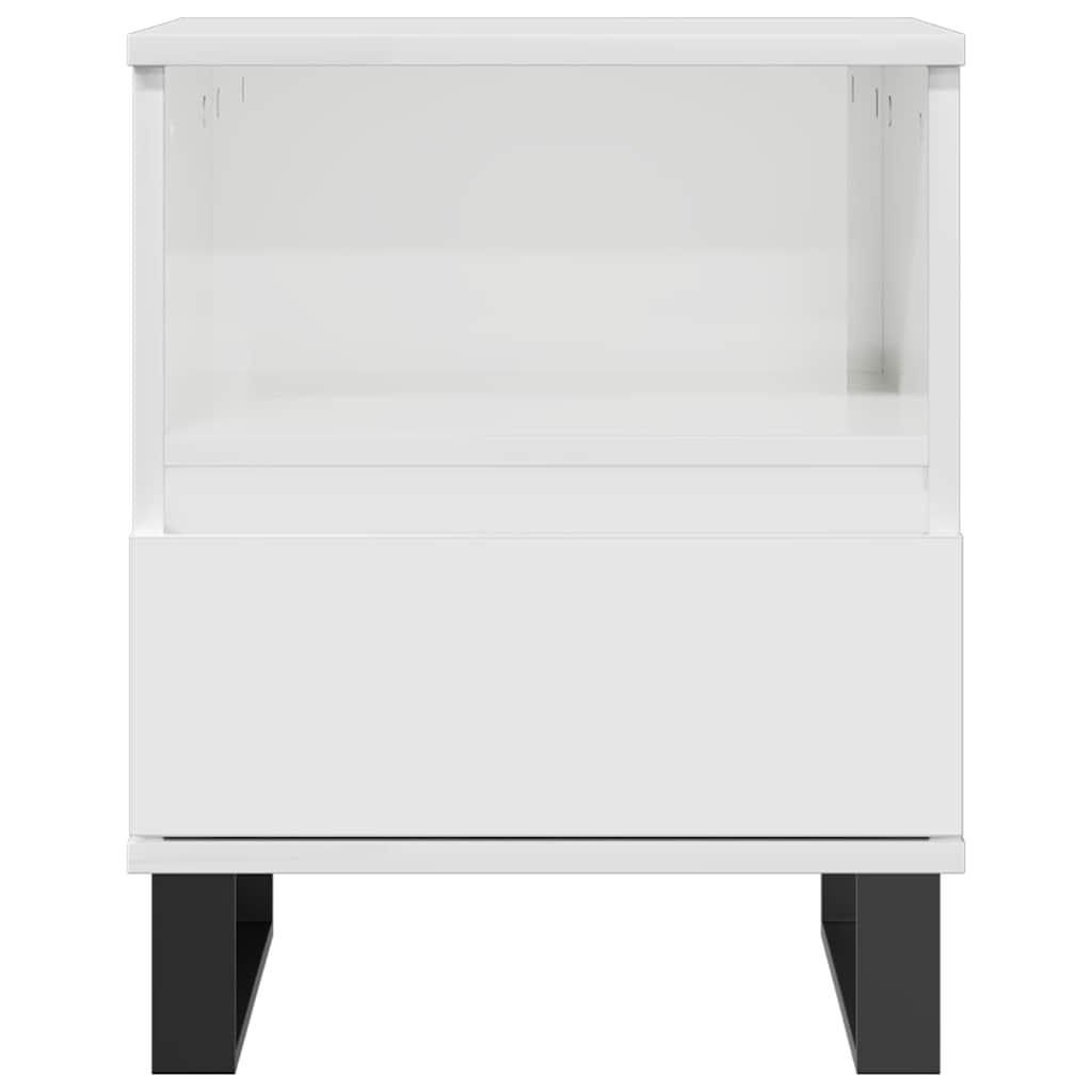 High Gloss White Bedside Cabinet 40x35x50 cm - Engineered Wood