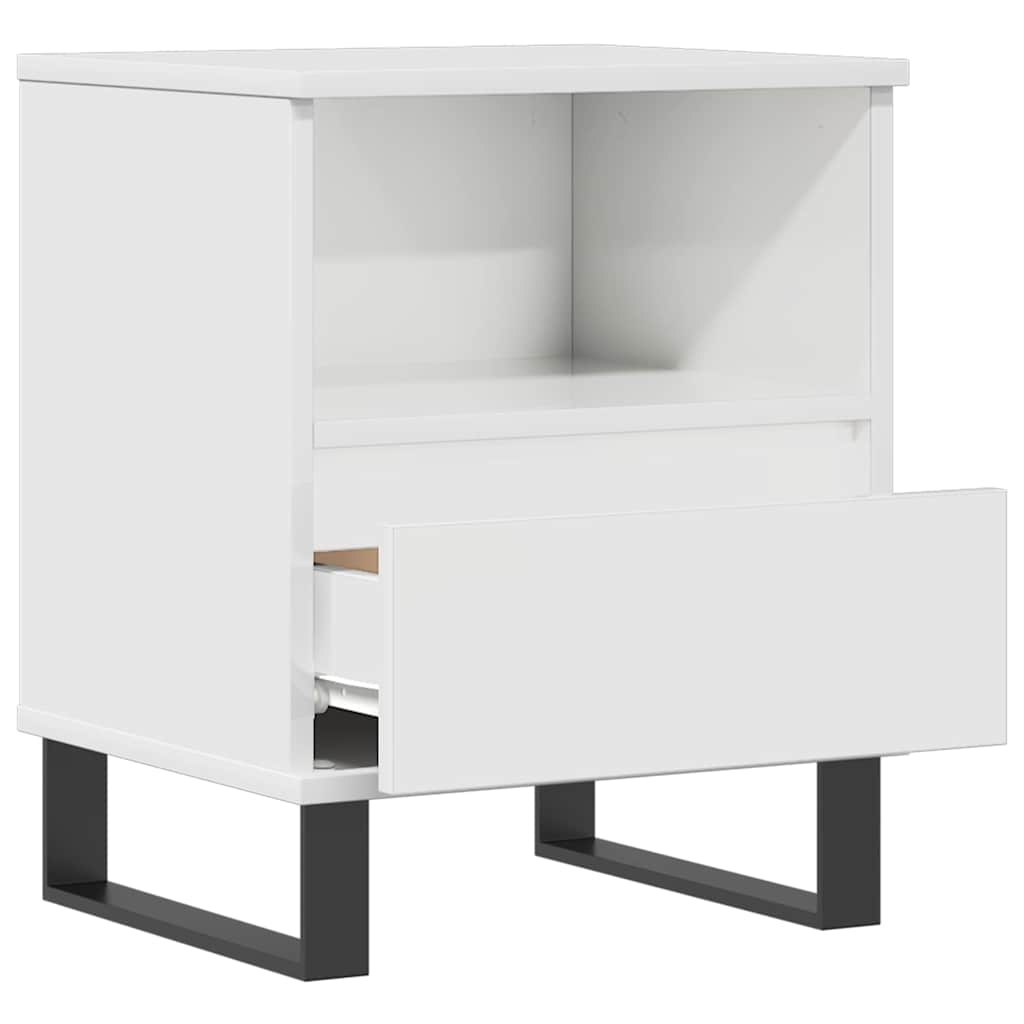 High Gloss White Bedside Cabinet 40x35x50 cm - Engineered Wood