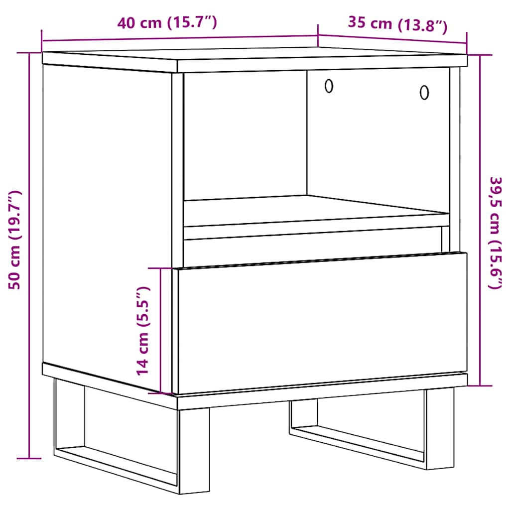 High Gloss White Bedside Cabinet 40x35x50 cm - Engineered Wood