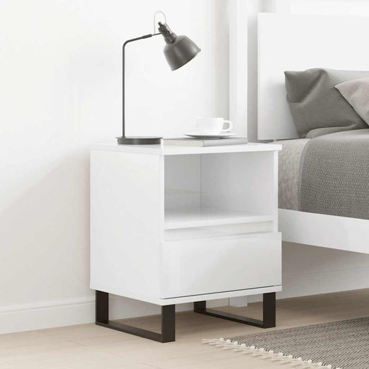 High Gloss White Bedside Cabinet 40x35x50 cm - Engineered Wood