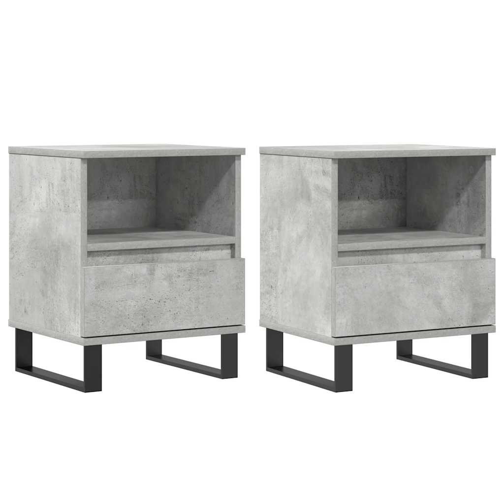 Concrete Grey Bedside Cabinets Set of 2, 40x35x50 cm Wood