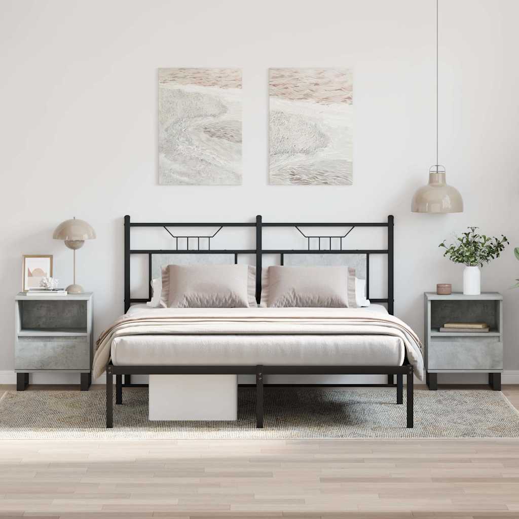 Concrete Grey Bedside Cabinets Set of 2, 40x35x50 cm Wood