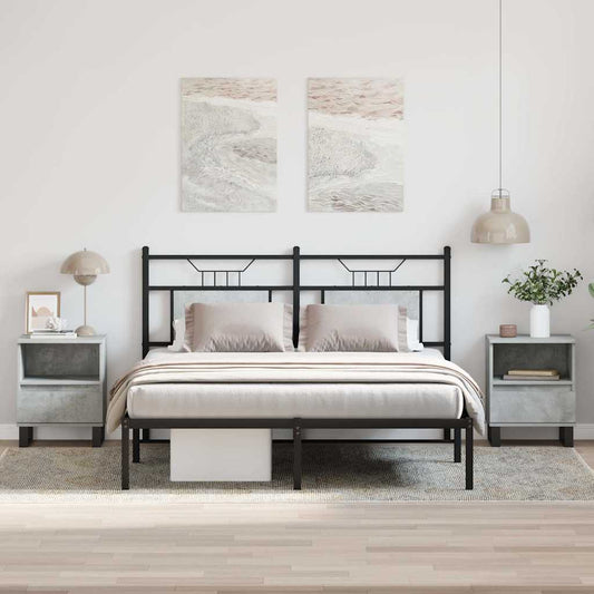 Concrete Grey Bedside Cabinets Set of 2, 40x35x50 cm Wood