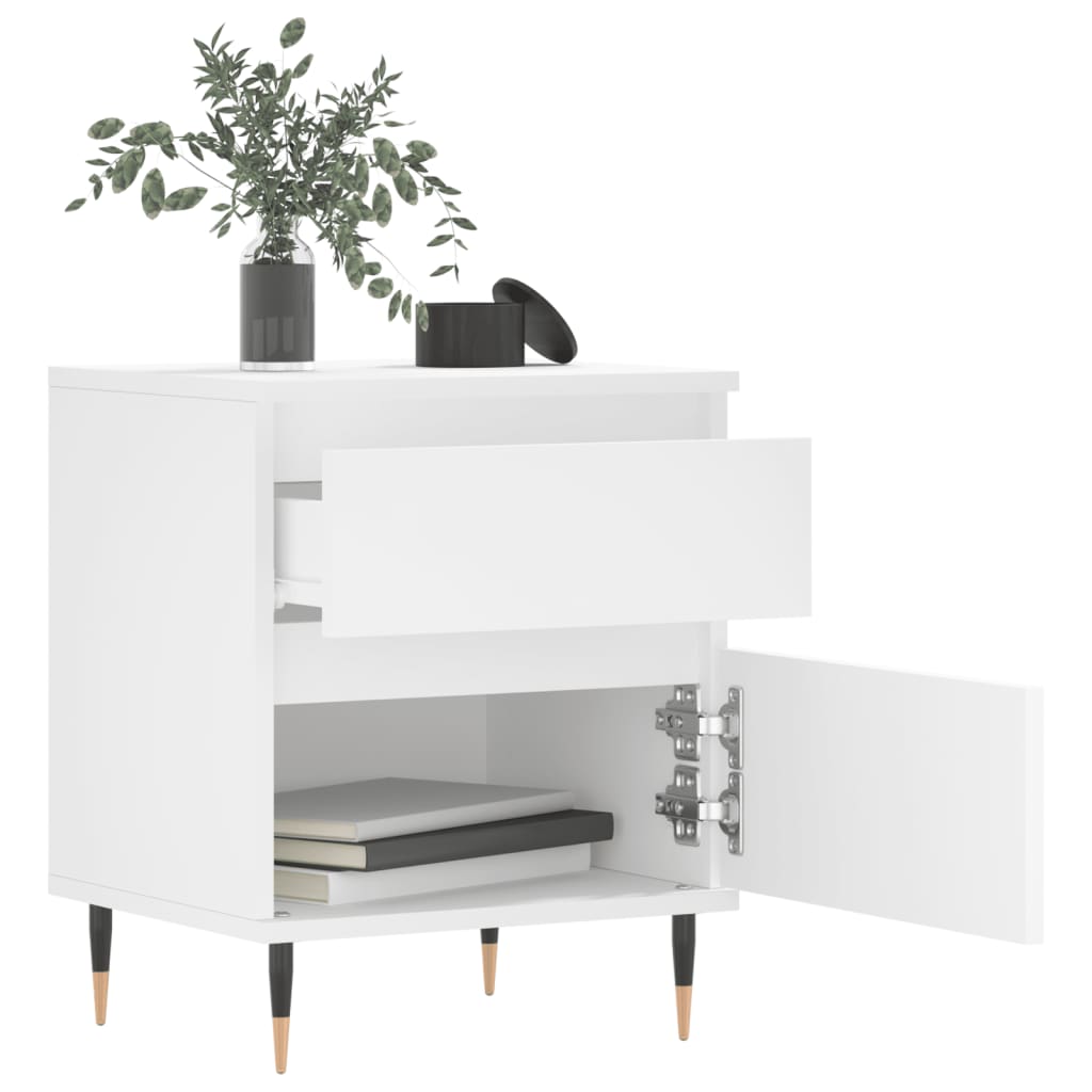 Compact White Bedside Cabinet - 40x35x50 cm Engineered Wood
