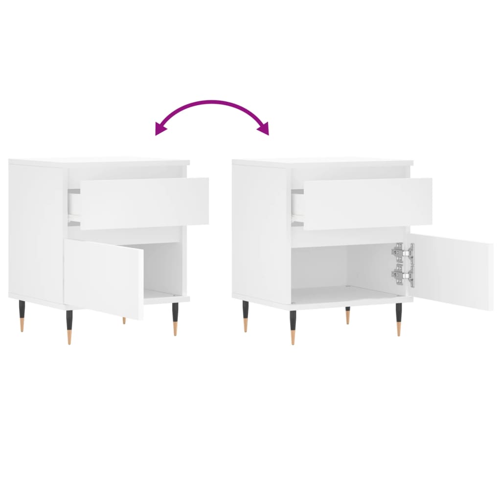 Compact White Bedside Cabinet - 40x35x50 cm Engineered Wood