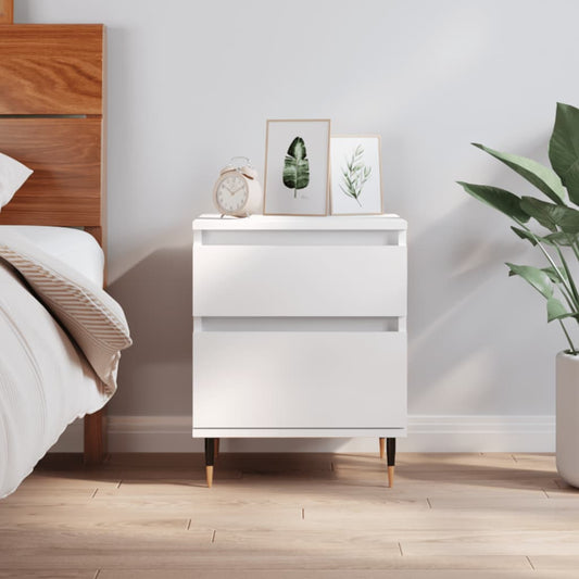 Compact White Bedside Cabinet - 40x35x50 cm Engineered Wood