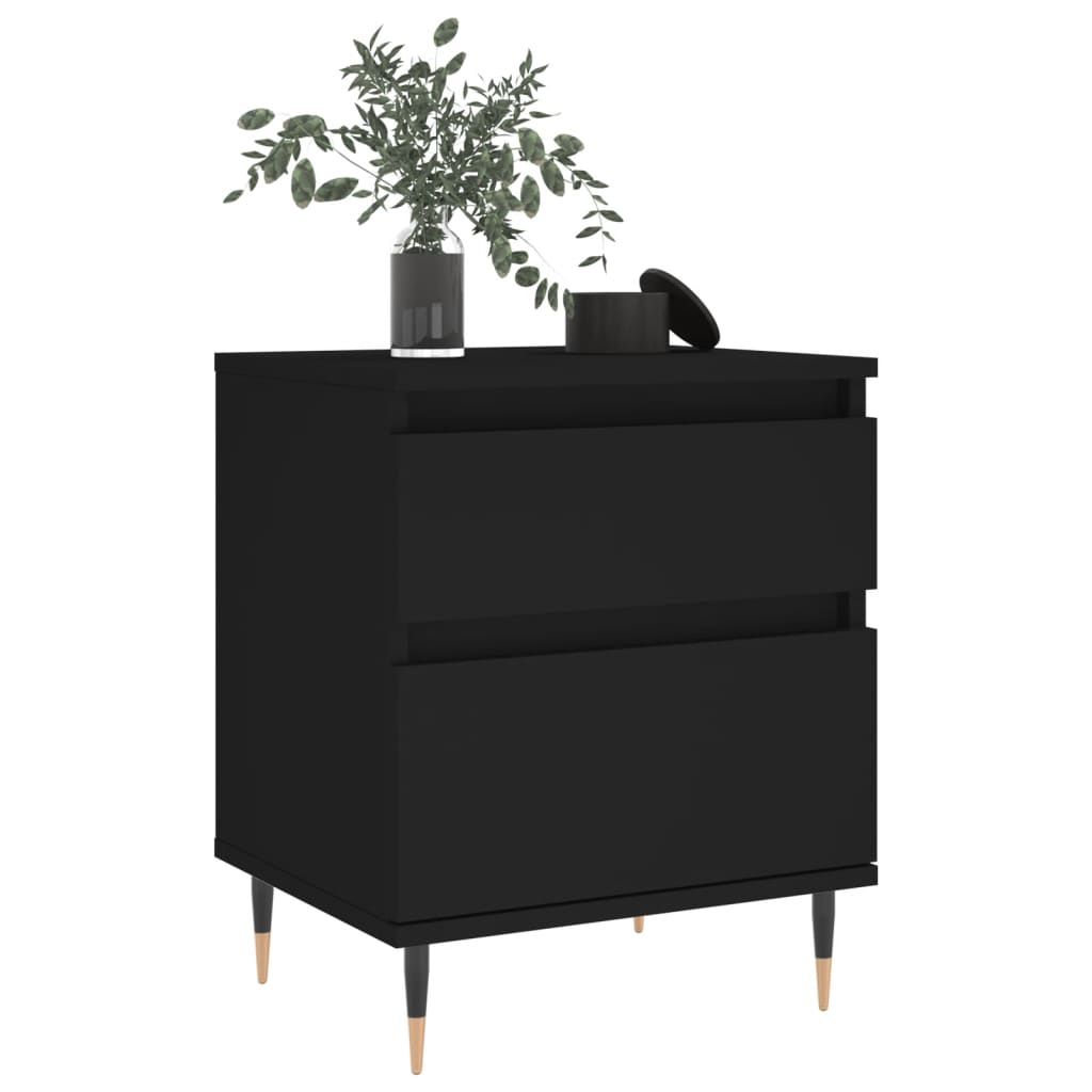 Sleek Black Engineered Wood Bedside Cabinet 40x35x50 cm