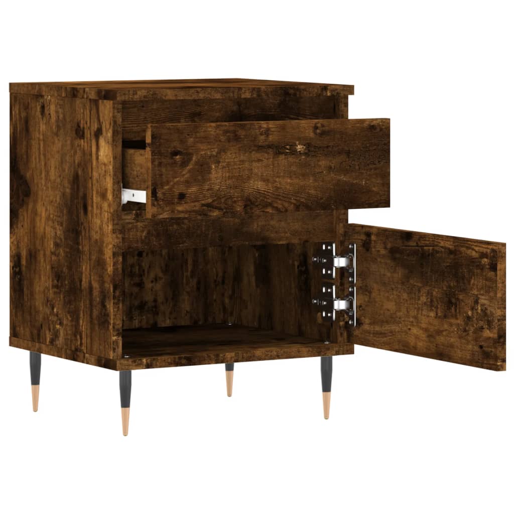 Smoked Oak Bedside Cabinets Set: 2pcs, 40x35x50 cm, Engineered Wood