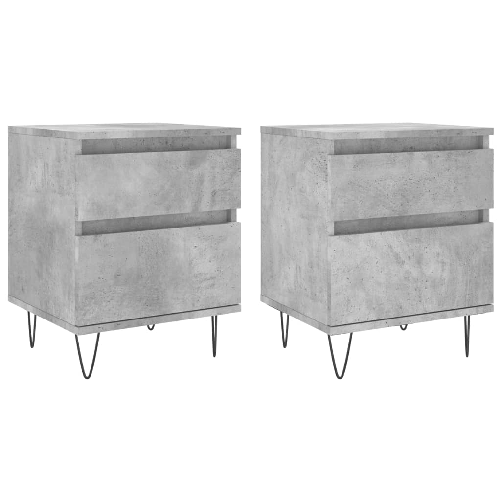 Concrete Grey Engineered Wood Bedside Cabinets 2 pcs - 40x35x50 cm