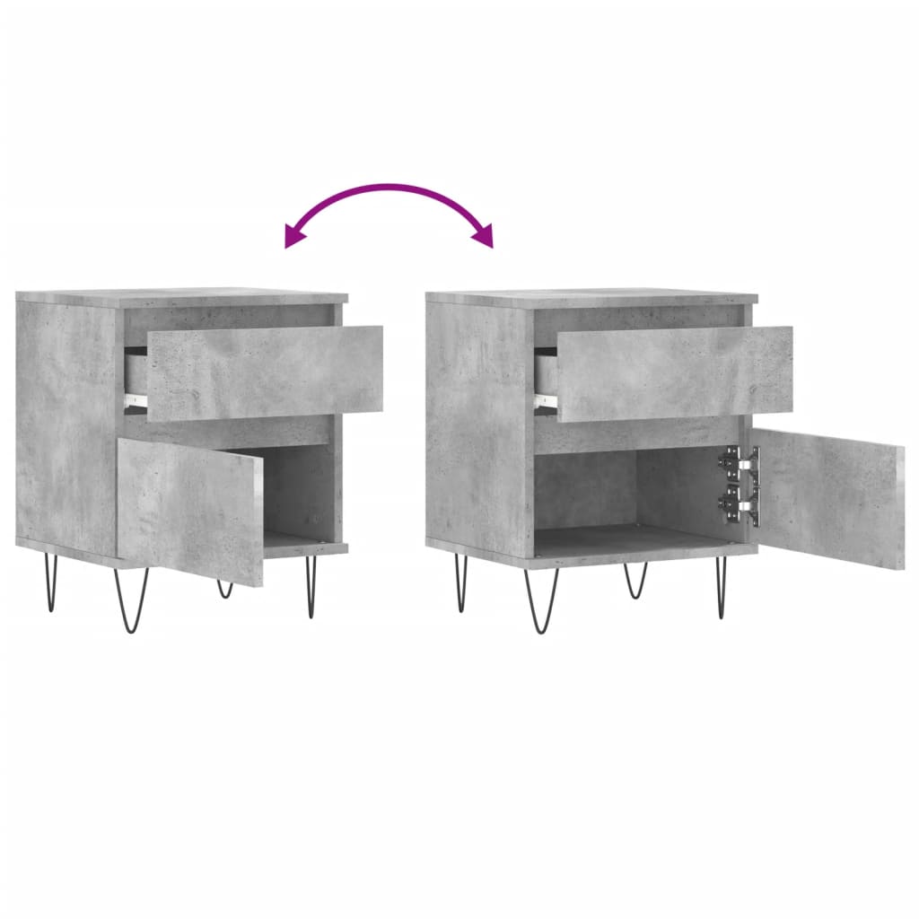 Concrete Grey Engineered Wood Bedside Cabinets 2 pcs - 40x35x50 cm