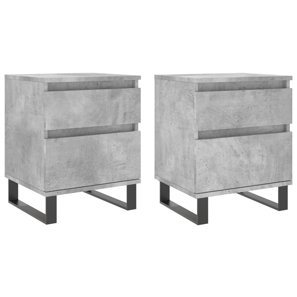 Concrete Grey Bedside Cabinets Set - 2 Pieces, Engineered Wood