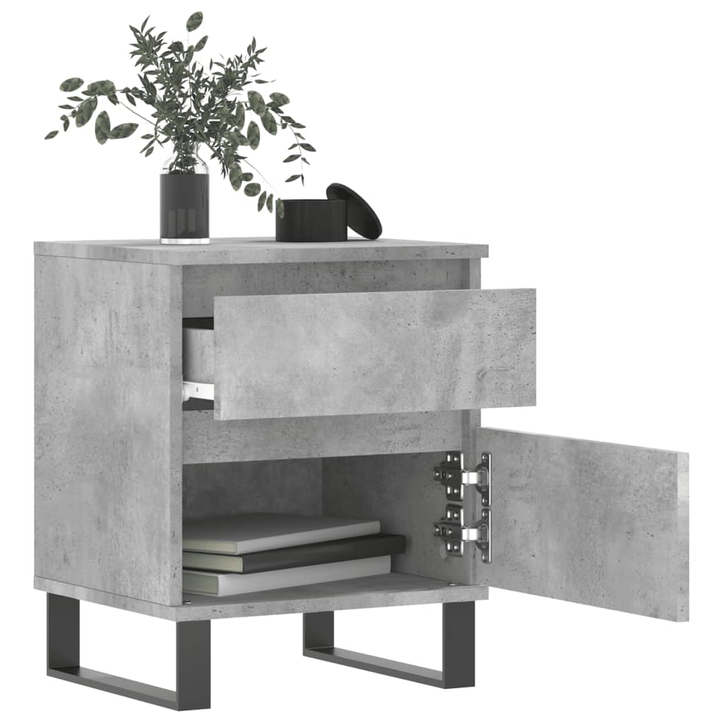 Concrete Grey Bedside Cabinets Set - 2 Pieces, Engineered Wood