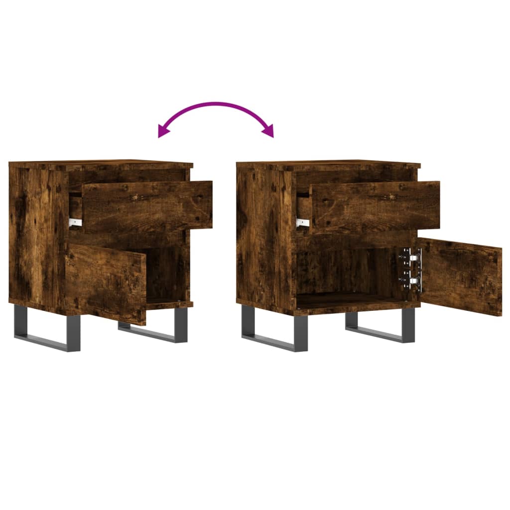 Smoked Oak Bedside Cabinets 2pcs 40x35x50cm Engineered Wood