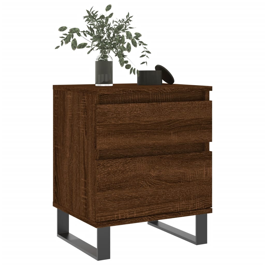 Brown Oak Engineered Wood Bedside Cabinets, 40x35x50 cm, Set of 2