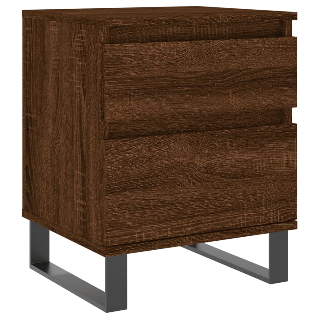 Brown Oak Engineered Wood Bedside Cabinets, 40x35x50 cm, Set of 2