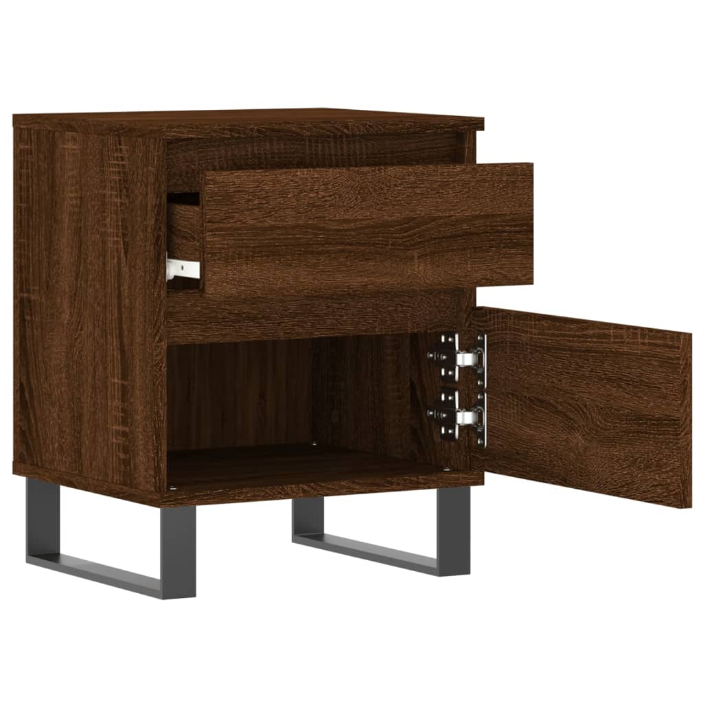Brown Oak Engineered Wood Bedside Cabinets, 40x35x50 cm, Set of 2