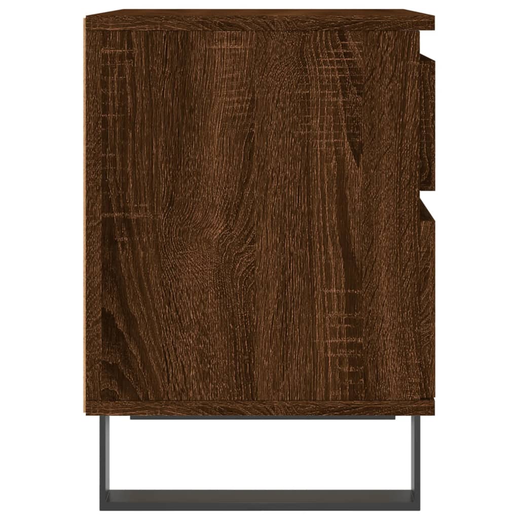 Brown Oak Engineered Wood Bedside Cabinets, 40x35x50 cm, Set of 2