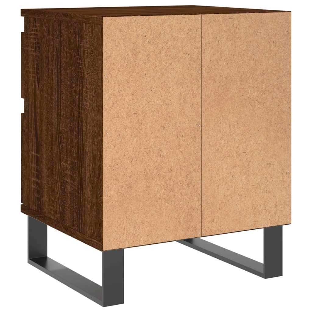 Brown Oak Engineered Wood Bedside Cabinets, 40x35x50 cm, Set of 2