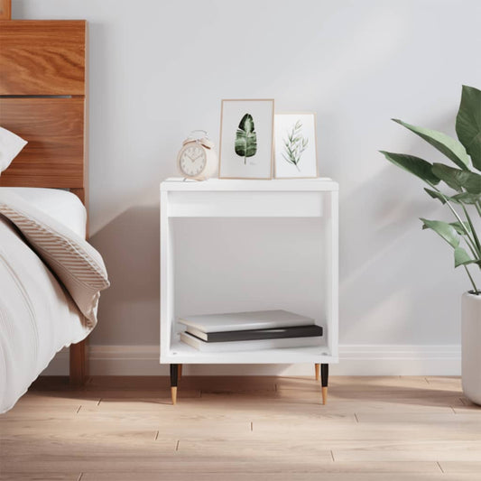 White Engineered Wood Bedside Cabinet - 40x35x50 cm