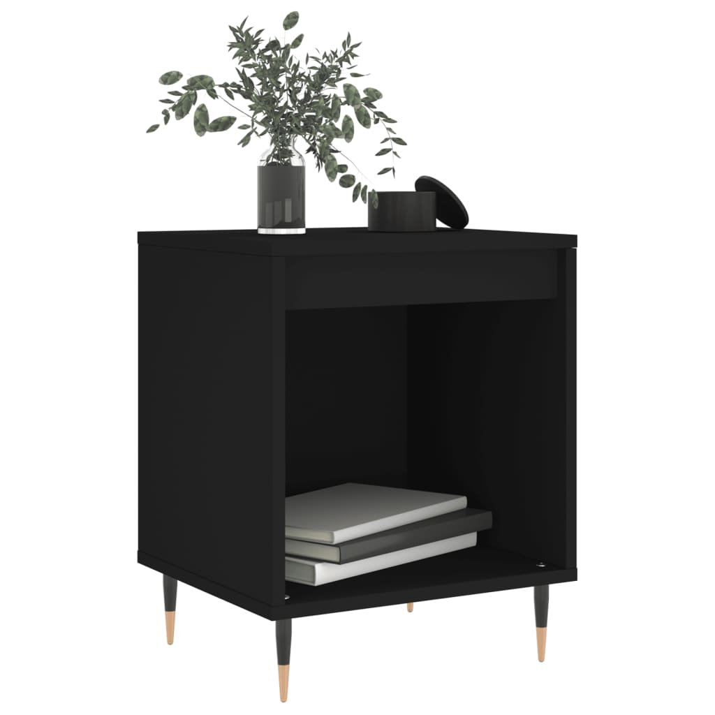 Sleek Black Bedside Cabinet, Engineered Wood 40x35x50 cm