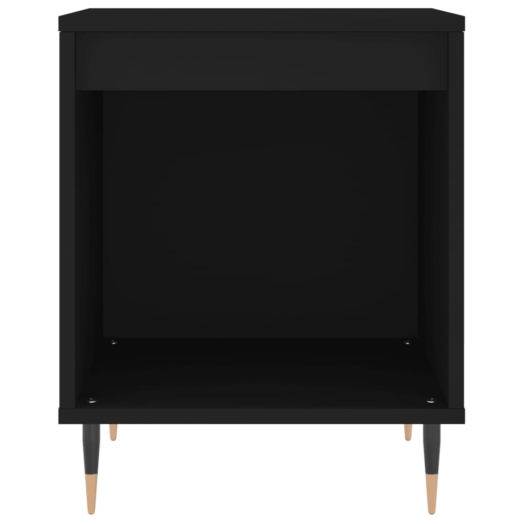 Sleek Black Bedside Cabinet, Engineered Wood 40x35x50 cm