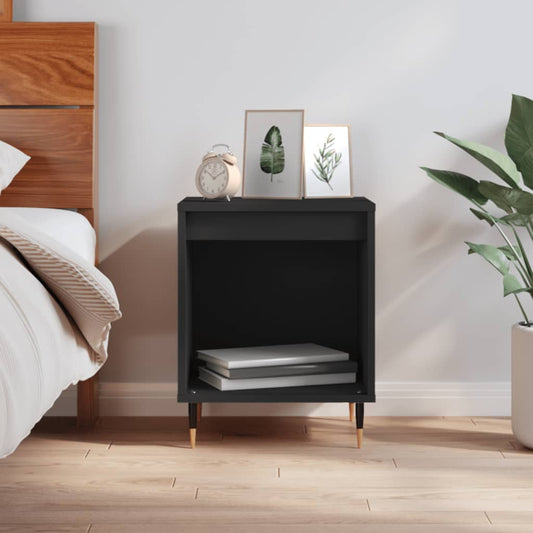 Sleek Black Bedside Cabinet, Engineered Wood 40x35x50 cm