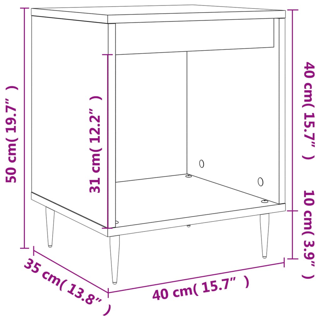 Concrete Grey Bedside Cabinet, 40x35x50 cm, Engineered Wood