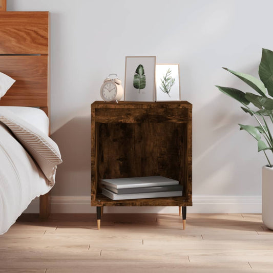 Smoked Oak Bedside Cabinet, 40x35x50 cm - Engineered Wood