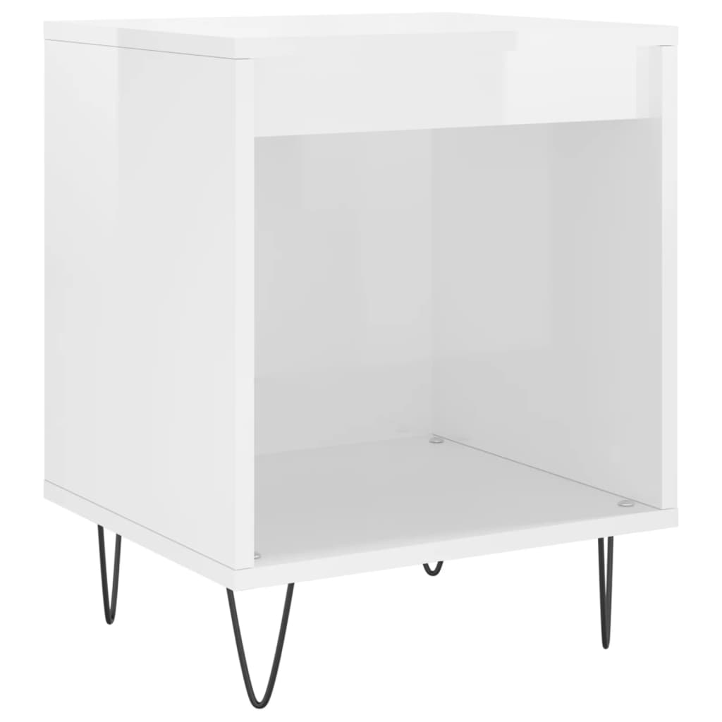 High Gloss White Bedside Cabinet 40x35x50 cm - Engineered Wood