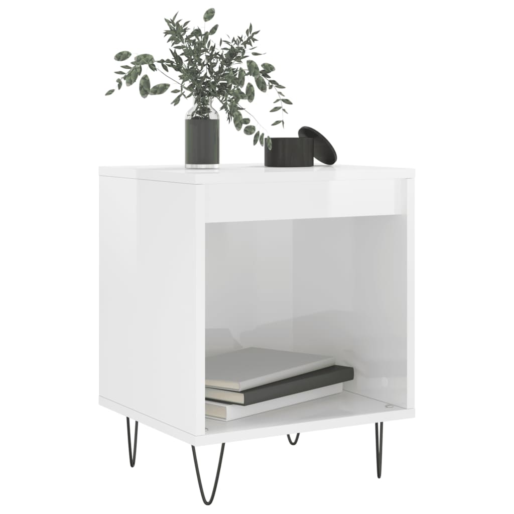 High Gloss White Bedside Cabinet 40x35x50 cm - Engineered Wood