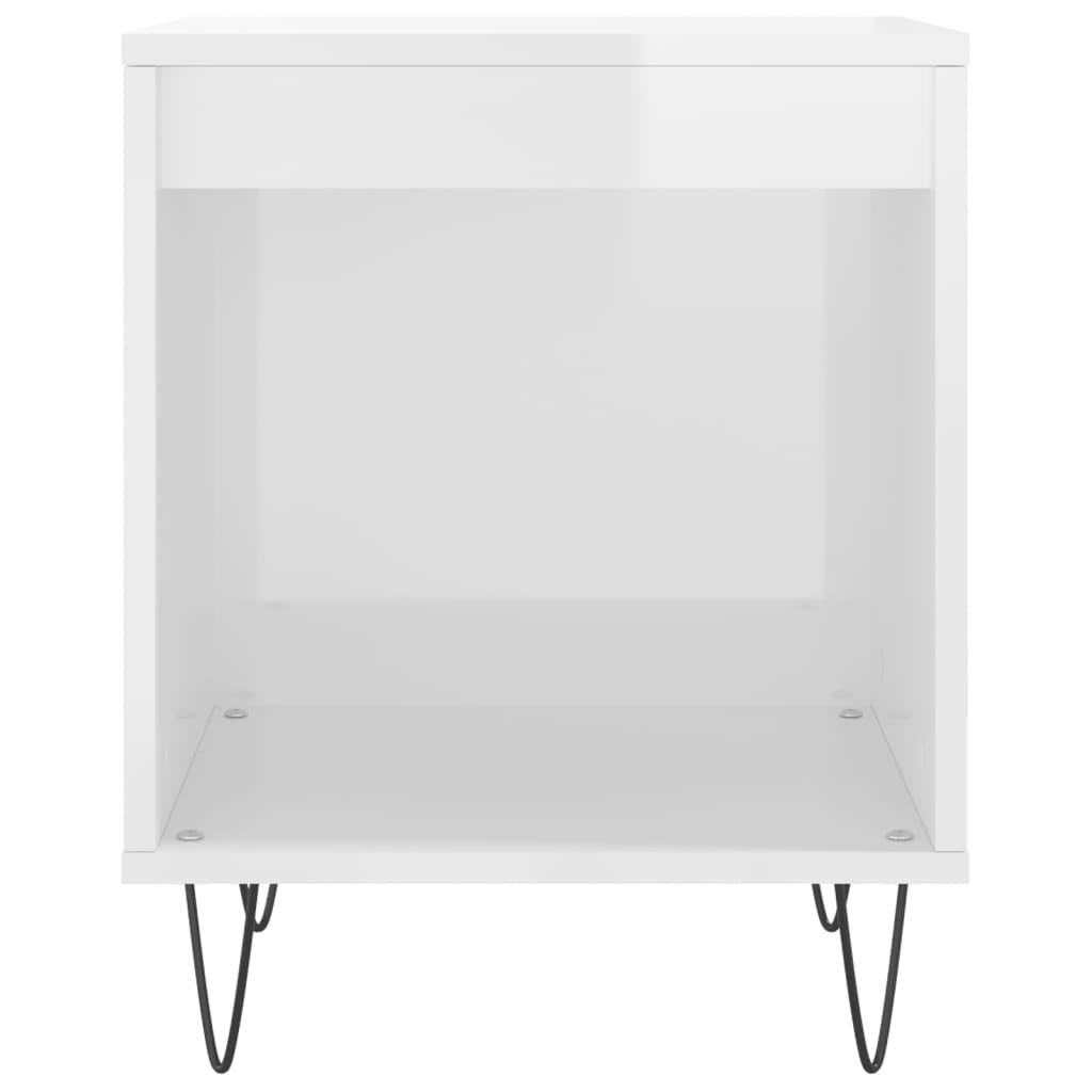 High Gloss White Bedside Cabinet 40x35x50 cm - Engineered Wood