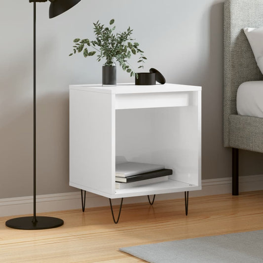 High Gloss White Bedside Cabinet 40x35x50 cm - Engineered Wood