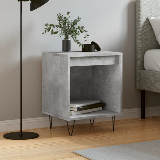 Concrete Grey Bedside Cabinet, Engineered Wood, 40x35x50 cm