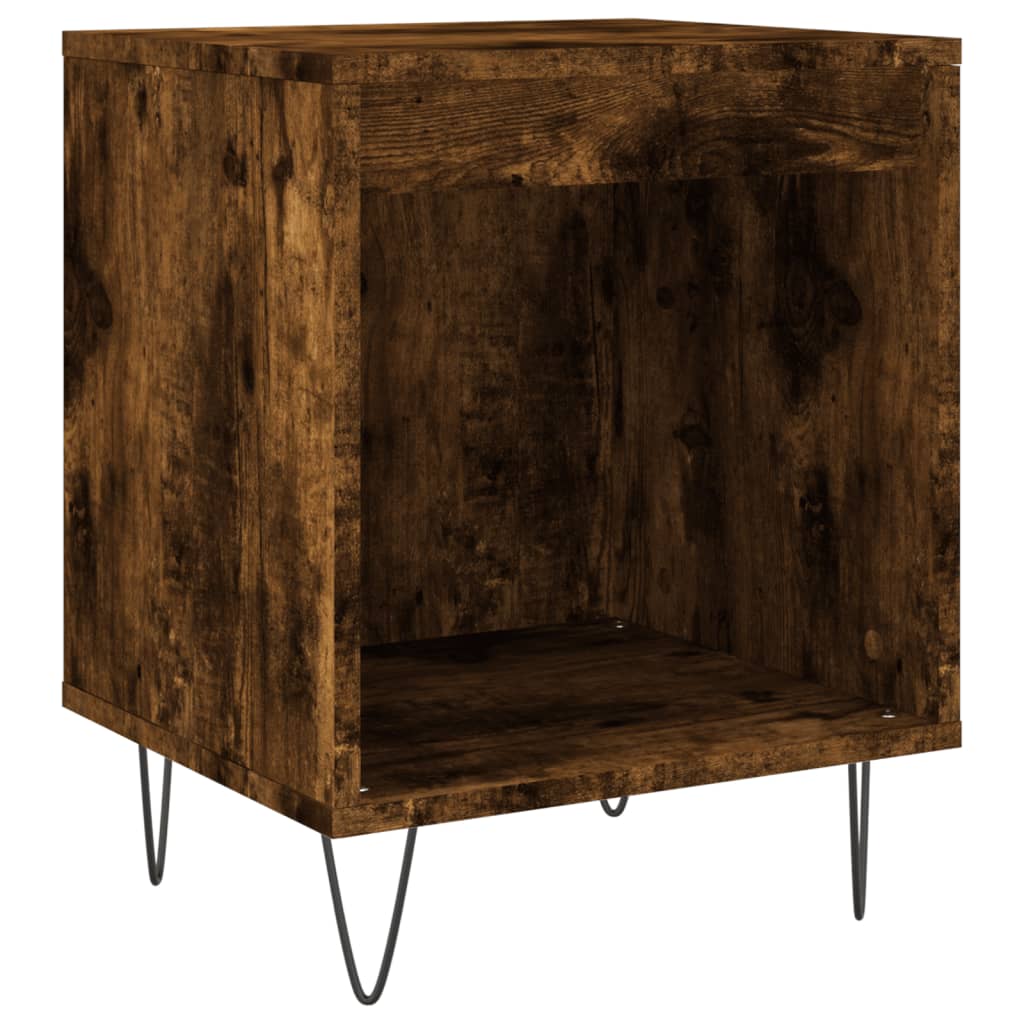 Set of 2 Smoked Oak Bedside Cabinets, Engineered Wood, 40x35x50 cm