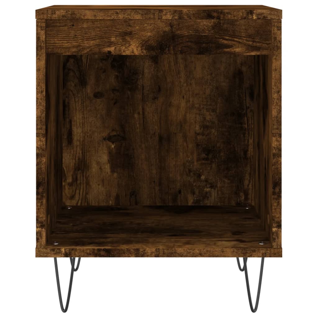Set of 2 Smoked Oak Bedside Cabinets, Engineered Wood, 40x35x50 cm