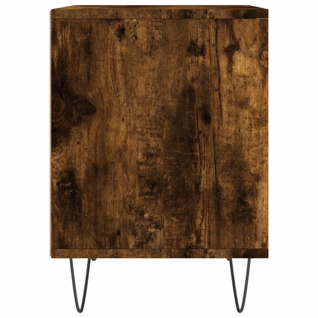 Set of 2 Smoked Oak Bedside Cabinets, Engineered Wood, 40x35x50 cm