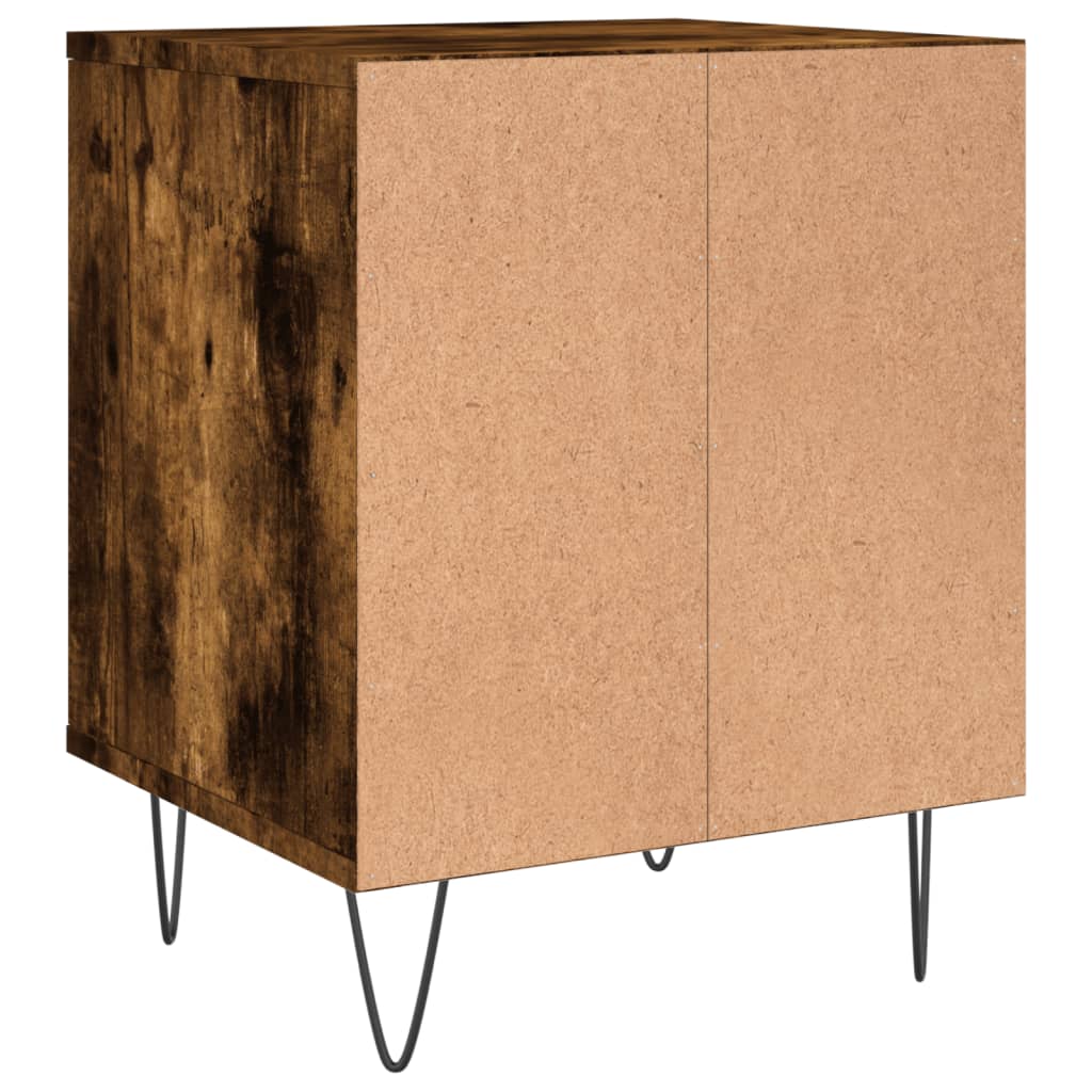 Set of 2 Smoked Oak Bedside Cabinets, Engineered Wood, 40x35x50 cm
