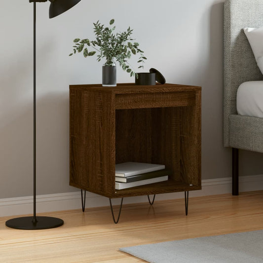 Brown Oak Bedside Cabinet - 40x35x50 cm Engineered Wood