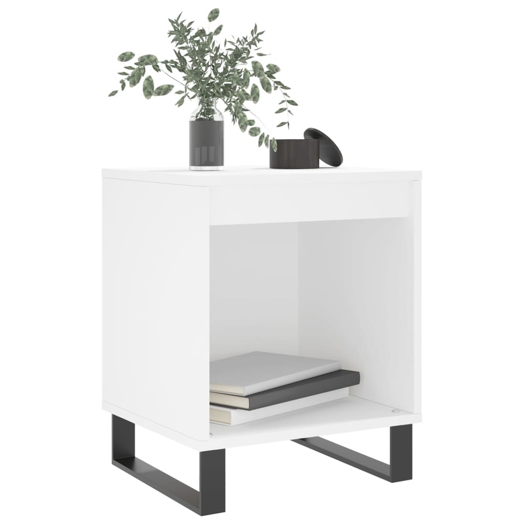 White Engineered Wood Bedside Cabinet 40x35x50 cm