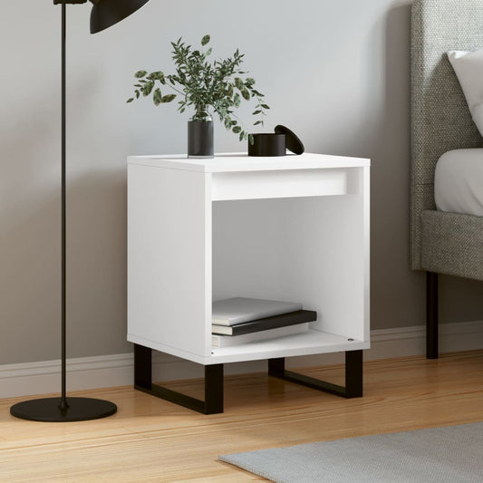 White Engineered Wood Bedside Cabinet 40x35x50 cm