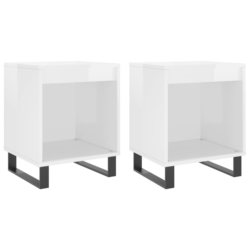 Pair of High Gloss White Bedside Cabinets, 40x35x50 cm, Engineered Wood