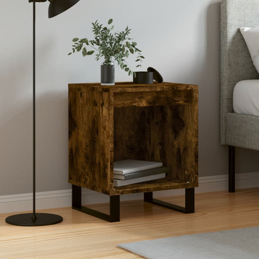 Smoked Oak Bedside Cabinet 40x35x50 cm - Engineered Wood