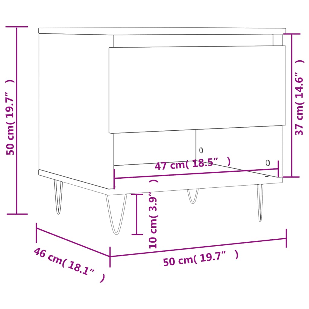 Coffee Table Black 50x46x50 cm Engineered Wood