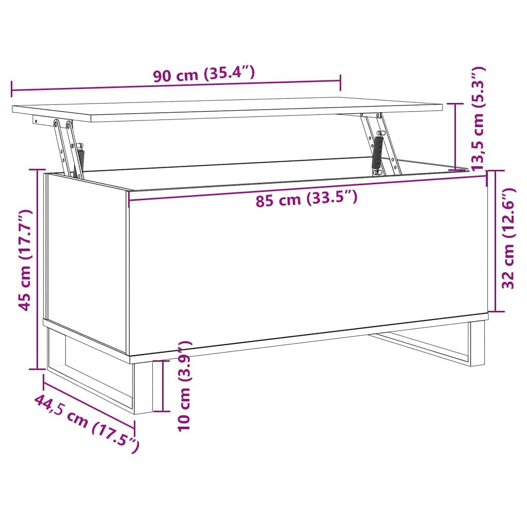 Coffee Table Smoked Oak 90x44.5x45 cm Engineered Wood