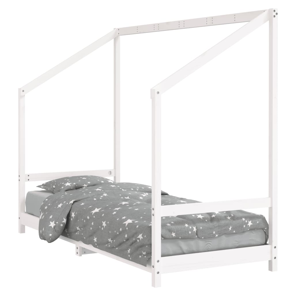 White Solid Pine Kids Bed Frame 80x200 cm | Durable & Stylish