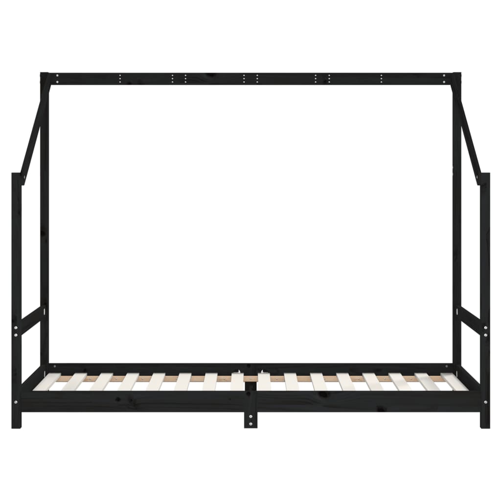 Kids Black Solid Pine Bed Frame 90x200 cm - Durable & Stylish