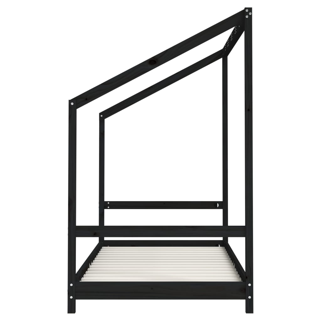 Kids Black Solid Pine Bed Frame 90x200 cm - Durable & Stylish
